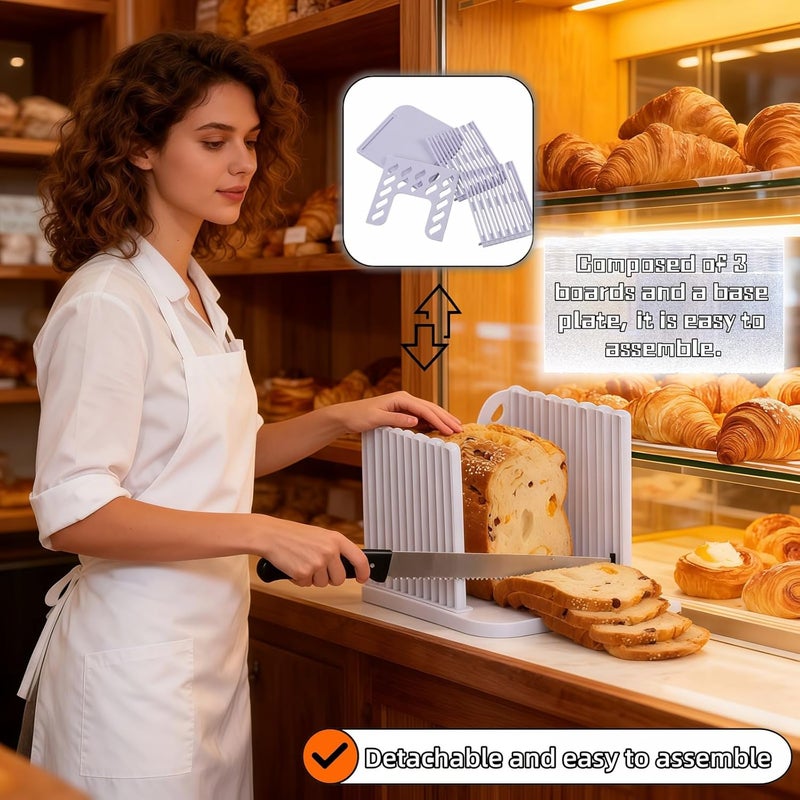 RyanDesign Adjustable Bread Slicer Guide - 4 Thickness Settings for Perfect Homemade Bread Slices, Food-Grade ABS Toast Cutter with Crumb Tray, Multi-Purpose Kitchen Tool for Bread, Cheese, Fruits & Vegetables - Image 2